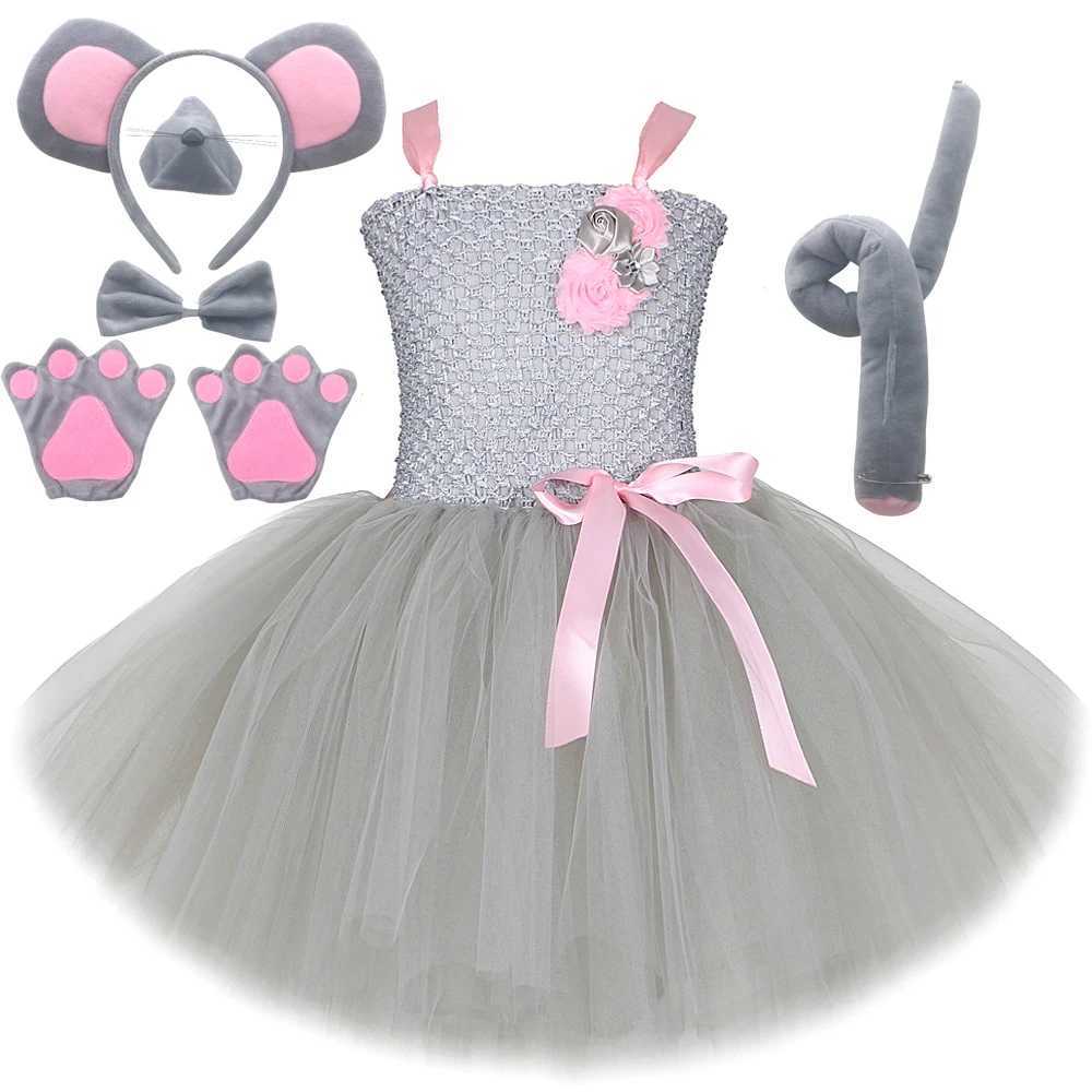 Baby girl gray Tutu childrens costume Halloween mouse costume childrens animal costume birthday costume with ear bow tie set W250111
