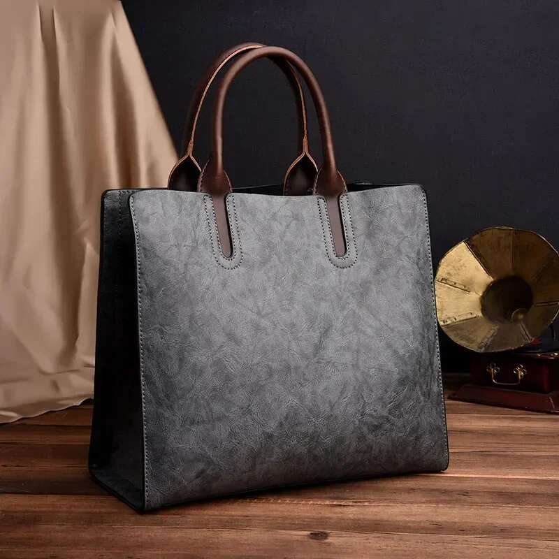 Vintage OIL SKIN Leather Big Casual Tote Women Bags High Quality Women's Handbags Shoulder Crossbody Bag Messenger Bags Sac