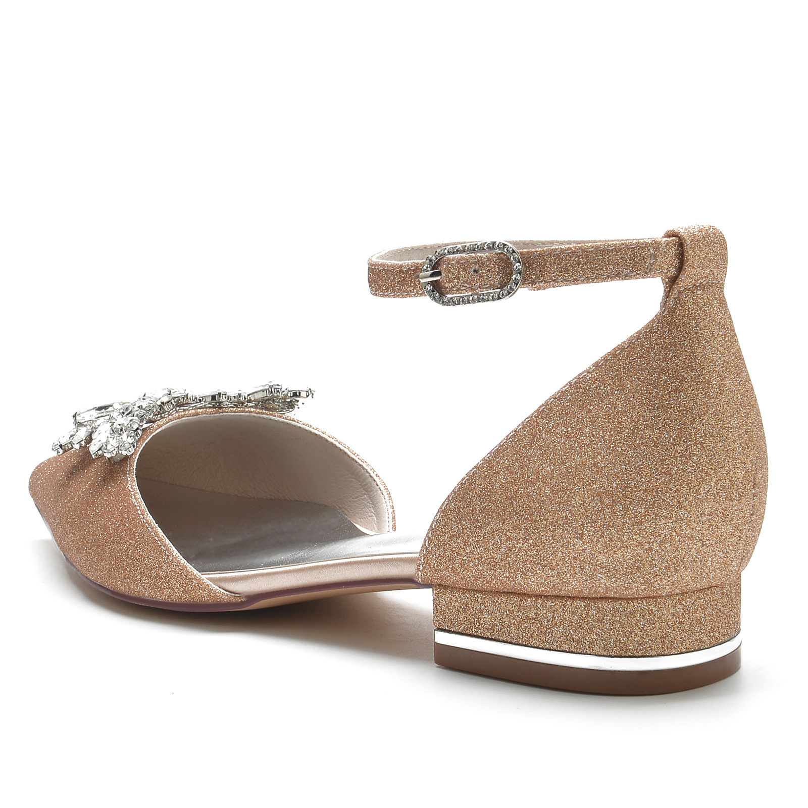 Sequin Flat Heel Pointed Dia Wedding Bridal Shoes