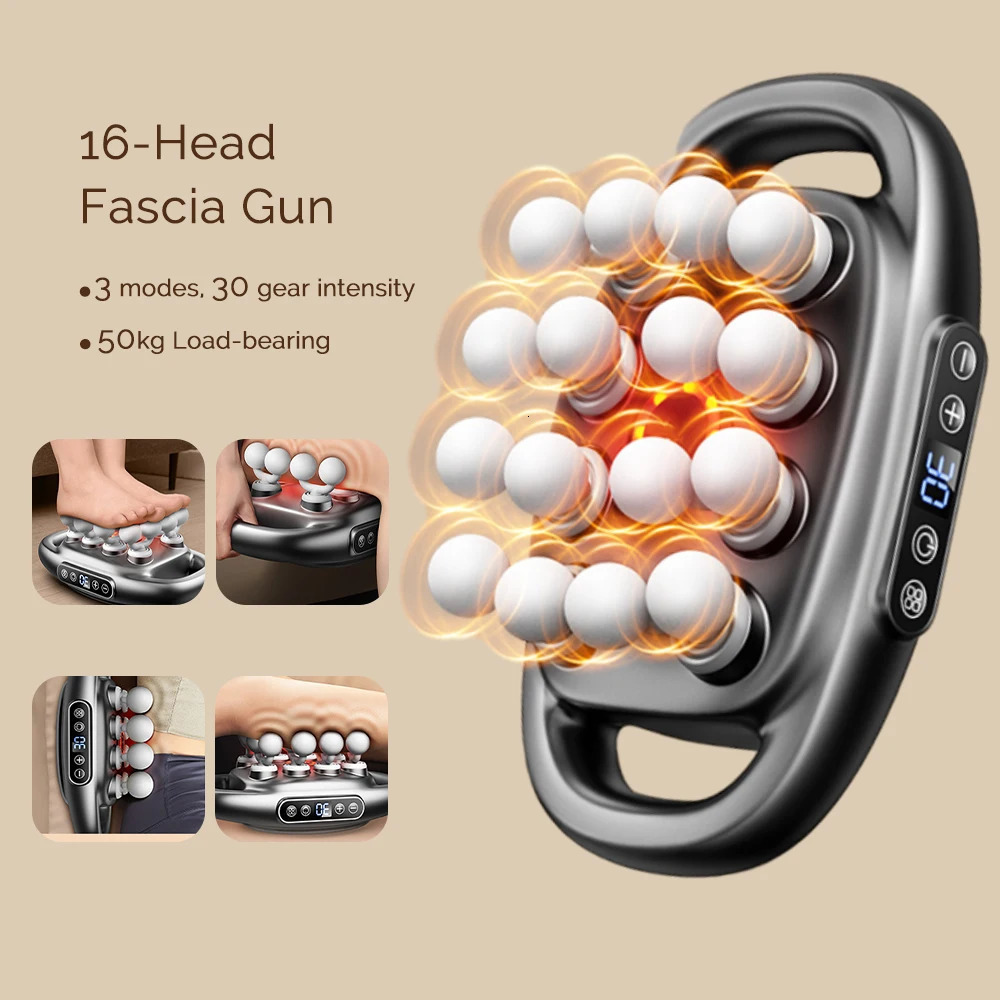 16Head Fascia Gun HighFrequency Vibration Body Massage Back and Waist Massager Neck Shoulder Muscle masajeador 250108