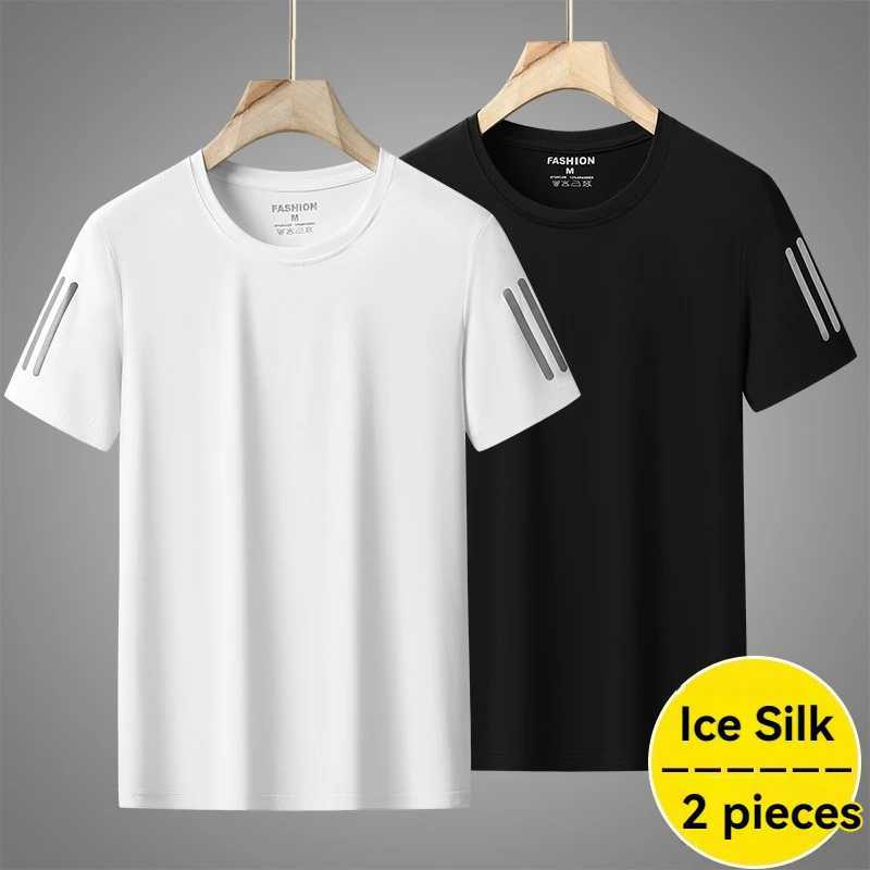 High quality ice silk thin mens casual breathable short sleeved T-shirt summer sweater absorbs quick drying sports running top W250111