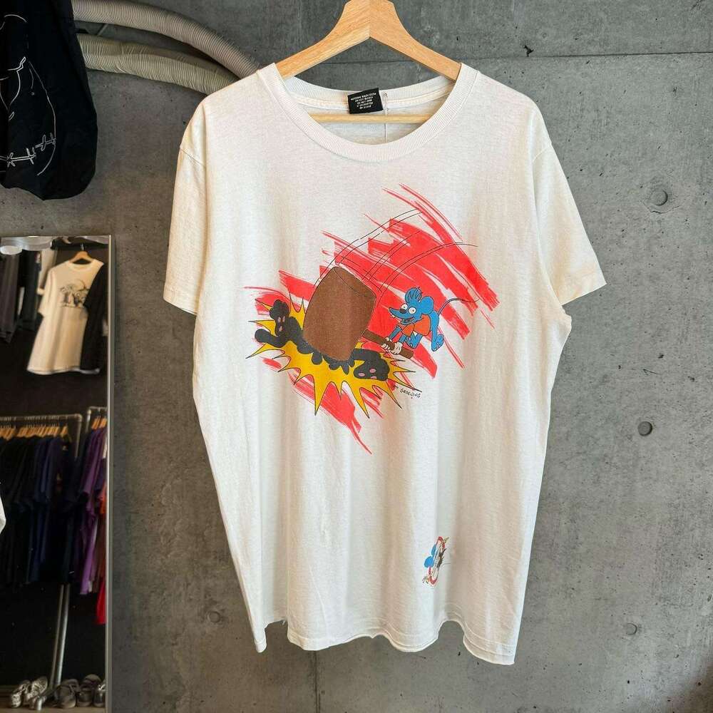 LODED DIPER American cartoon graffiti mouse print short t-shirt men's loose round neck half sleeved top