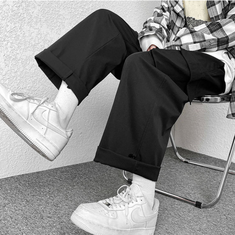 Fashion brand Japanese loose straight leg workwear pants for men's Instagram functional hip-hop wide leg cropped casual pants