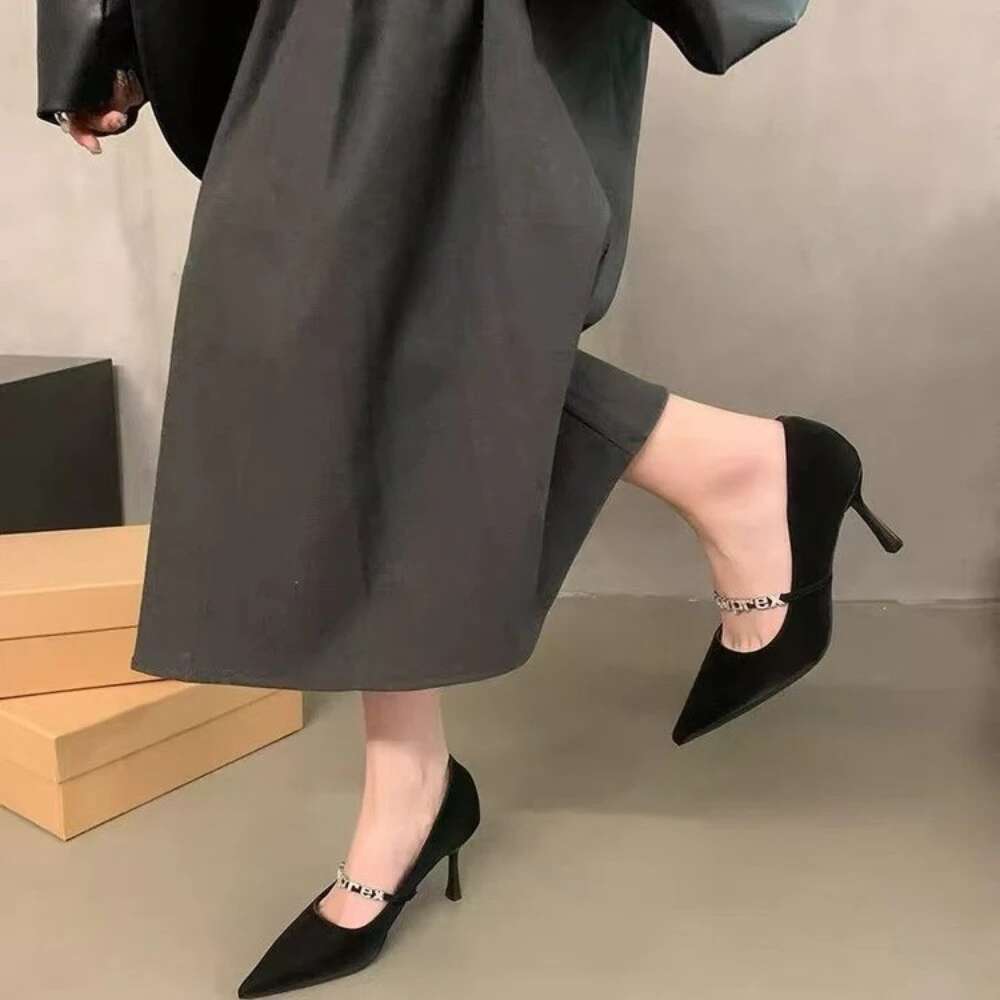 2024 Spring And Autumn New Style Women's Fashion Shallow Mouth Design Temperament High Heels Size 35-39
