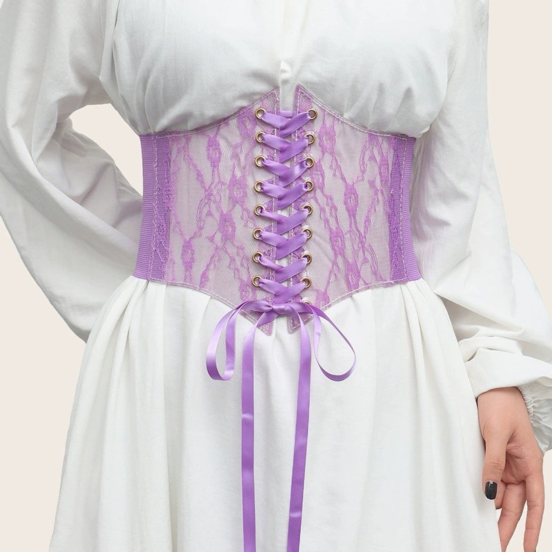 Fashion wide version of the lace waist seal women's models versatile dress blouse decorative belt silk elastic waistband belt waist seal