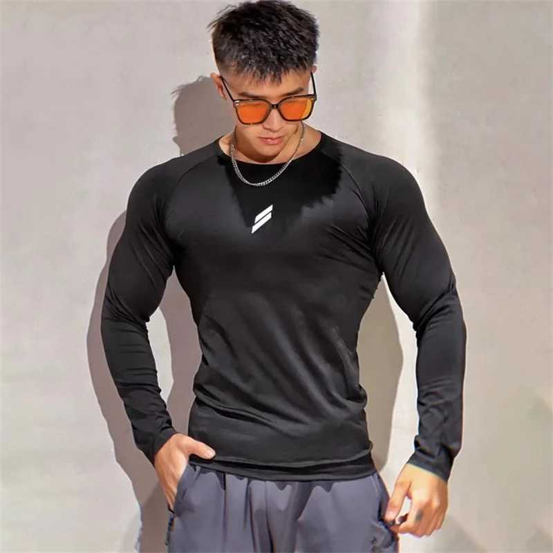 New Spring/Autumn Fitness T-shirt Mens Long Sleeve Quick Drying Fitness Tight Fitness Thin Top Training T-shirt Mens Sports Shirt W250111