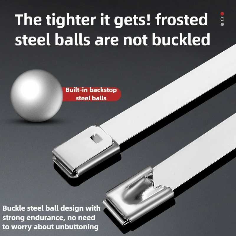 304 stainless steel zipper self-locking 4.6mm metal high-temperature resistant adhesive clamp W250111