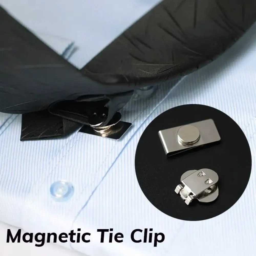 Magnetic invisible tie clip with automatic fixing buckle anti wrinkle and anti swing tie clip W250111