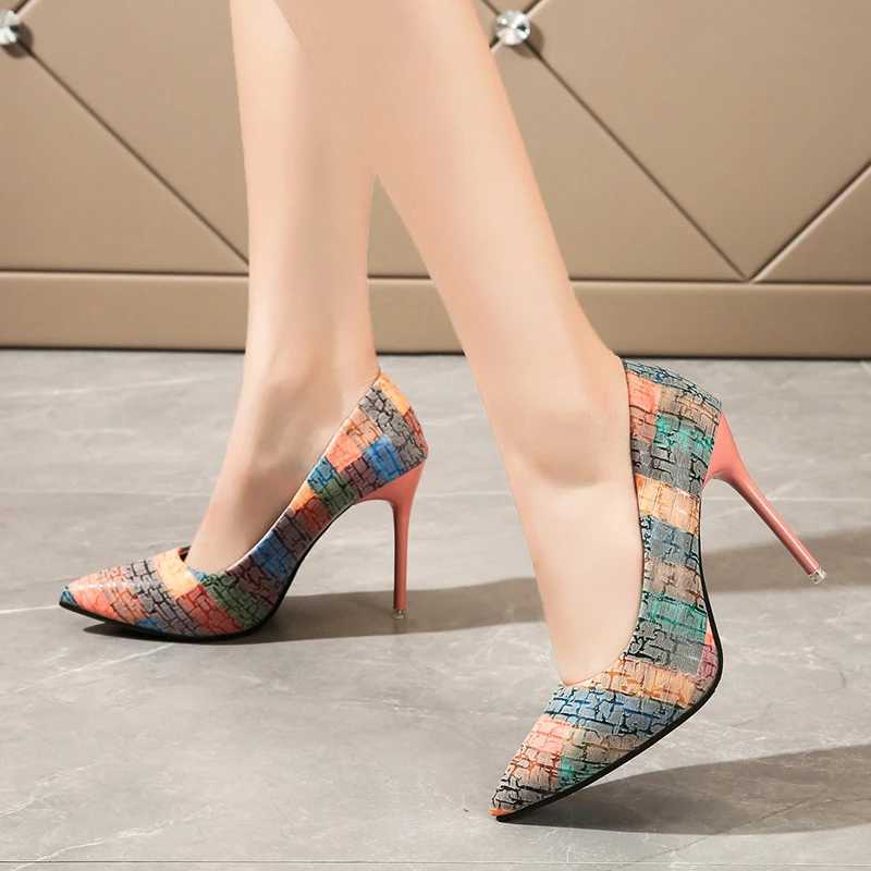 New Arrival Pointed Toe womens high heels super high heels fashionable and sexy womens shoes embroidered plain weave pattern womens large size 42 T250