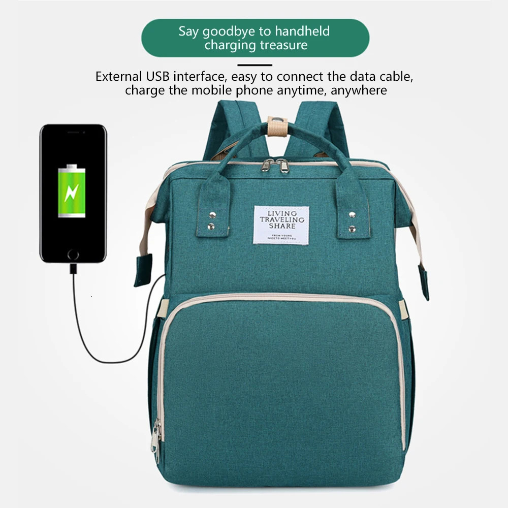 Folding Mommy Bag Lightweight Portable Folding Crib Bed Large-capacity Baby Backpack Female Mommy Outting Bag Mummy Bag 250106