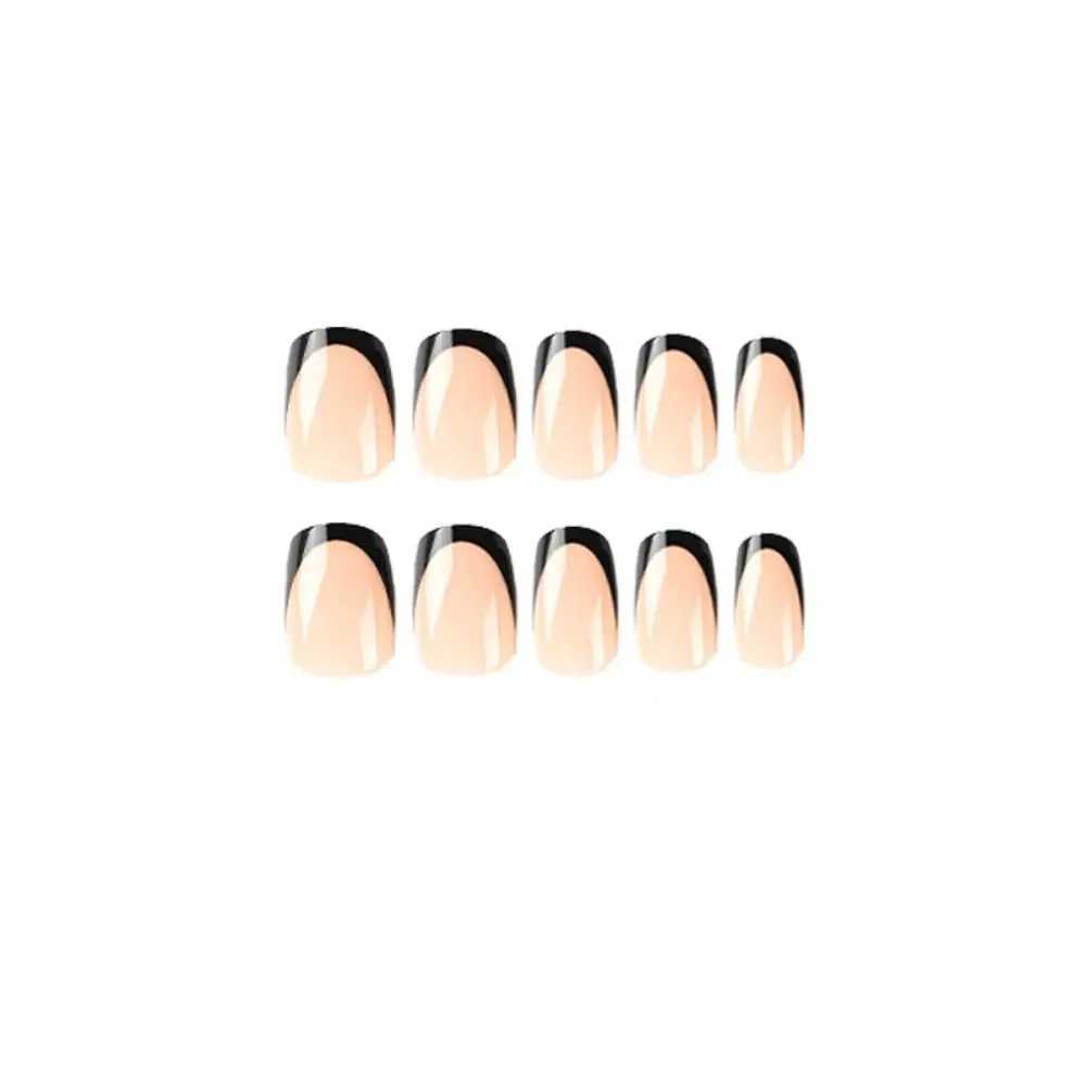 Black White Edge False Nails Fashion Short Square Full Cover Nail Tips French Detachable Press on Nails DIYXJ250110