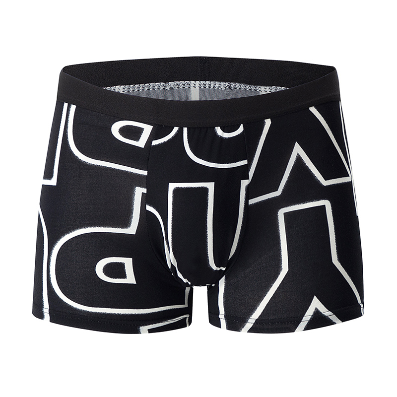 4-piece men's printed letter underwear beach shorts comfortable breathable teenagers plus size underwear up to 6XL.