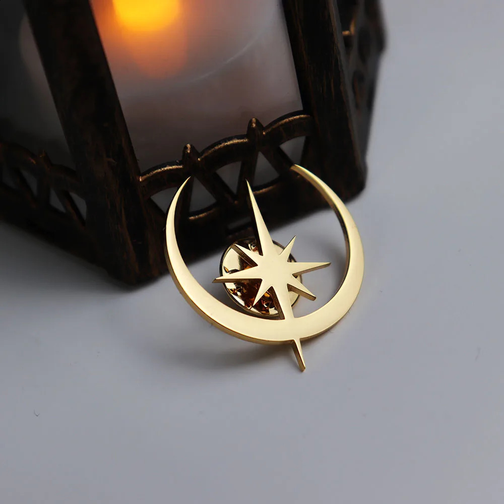 Personalized Stainless Steel Star and Moon Brooch Suitable for Various Occasions Clothing Matching Wedding Gifts 250103