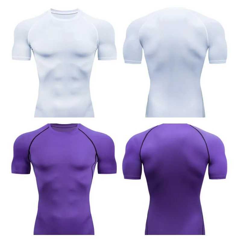 Mens compression running T-shirt tight fitting short sleeved T-shirt training jogging shirt gym sportswear quick drying Rashgaard W250111