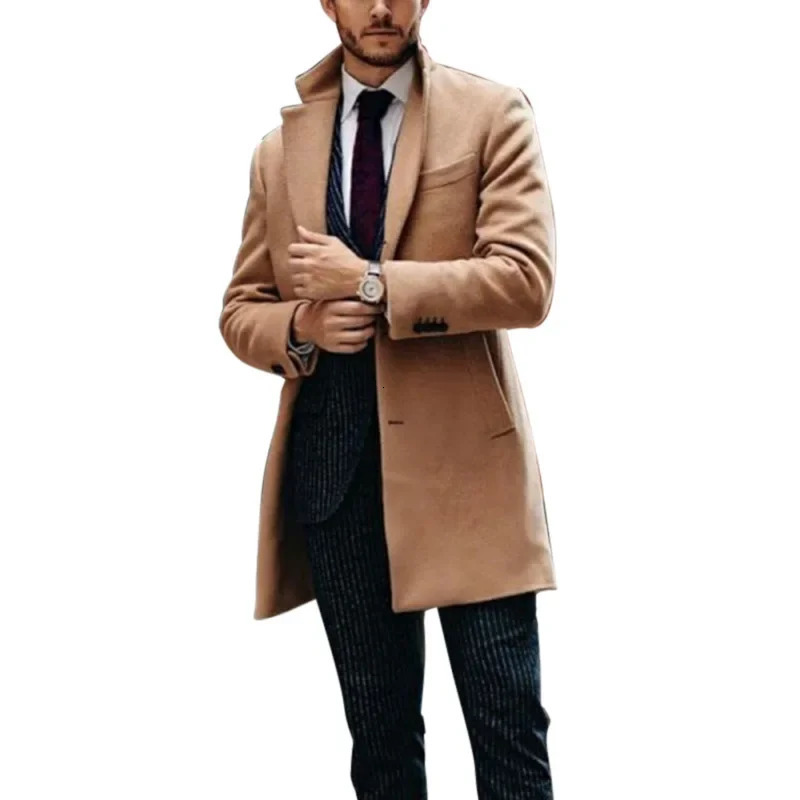 2023 Mens Autumn and Winter Mid Length Double Sided Woolen Coat Trend 250107