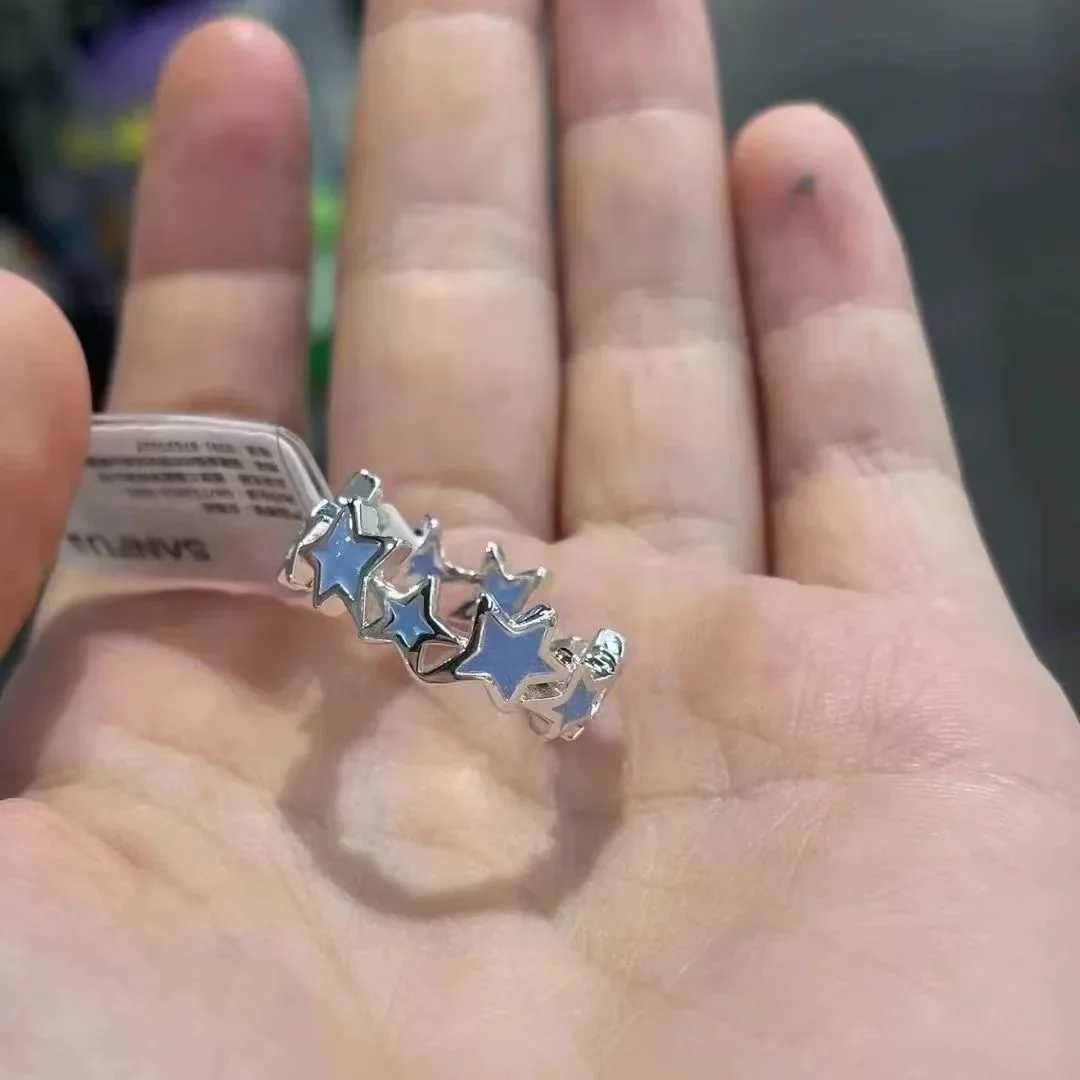 Y2k Irregular Pink Stars Rings Sweet Girls Cute Opening Adjustable Ring Korean Enamel Blue Star Paired Rings Aesthetics JewelryXJ250110