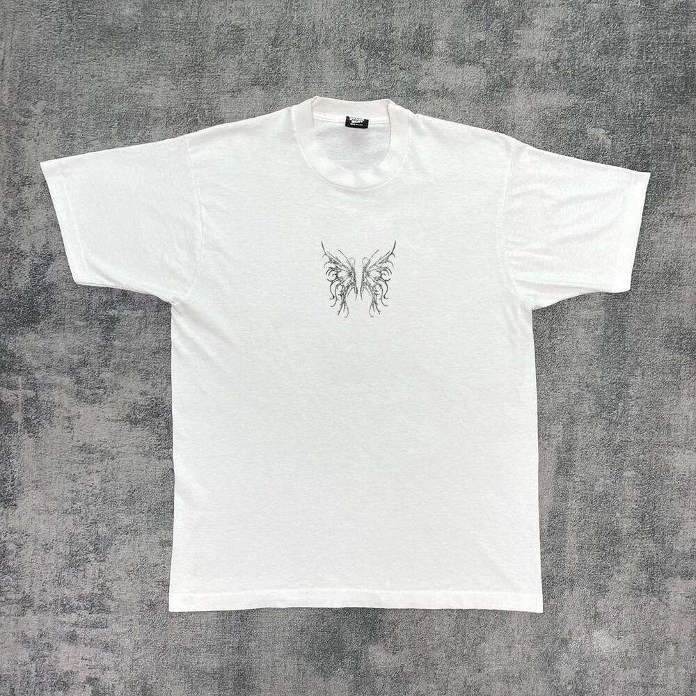 Butterfly Thread Manuscript Personalized Printed Short Sleeve for Women's High Street Hip Hop Summer New Cotton T-shirt