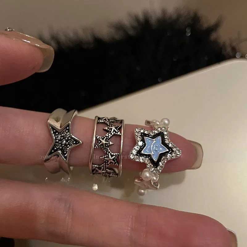 2024 Gothic Unisex Star Ring Set Punk Grunge Cross Star Woman Man Jewelry Hip Hop Party Street Ring Accories New GiftXJ250110