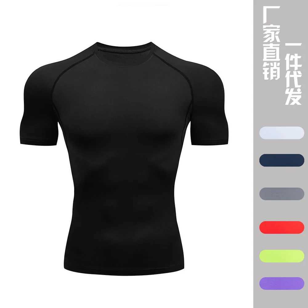 Mens compression running T-shirt tight fitting short sleeved T-shirt training jogging shirt gym sportswear quick drying Rashgaard W250111