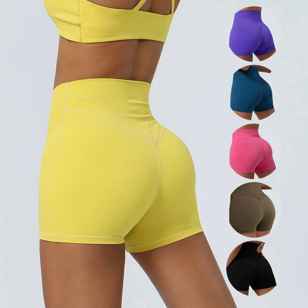 Cross Waist Yoga Shorts V Cut Pilates Gym Fitness Sport Crop Pants Tight Butt Lifting Outdoor Running Dance Cycling ShortsXJ250111