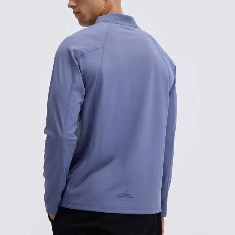 Half zip stand up collar long sleeved T-shirt quick drying fitness suit mens outdoor running bicycle training casual sports top W250111