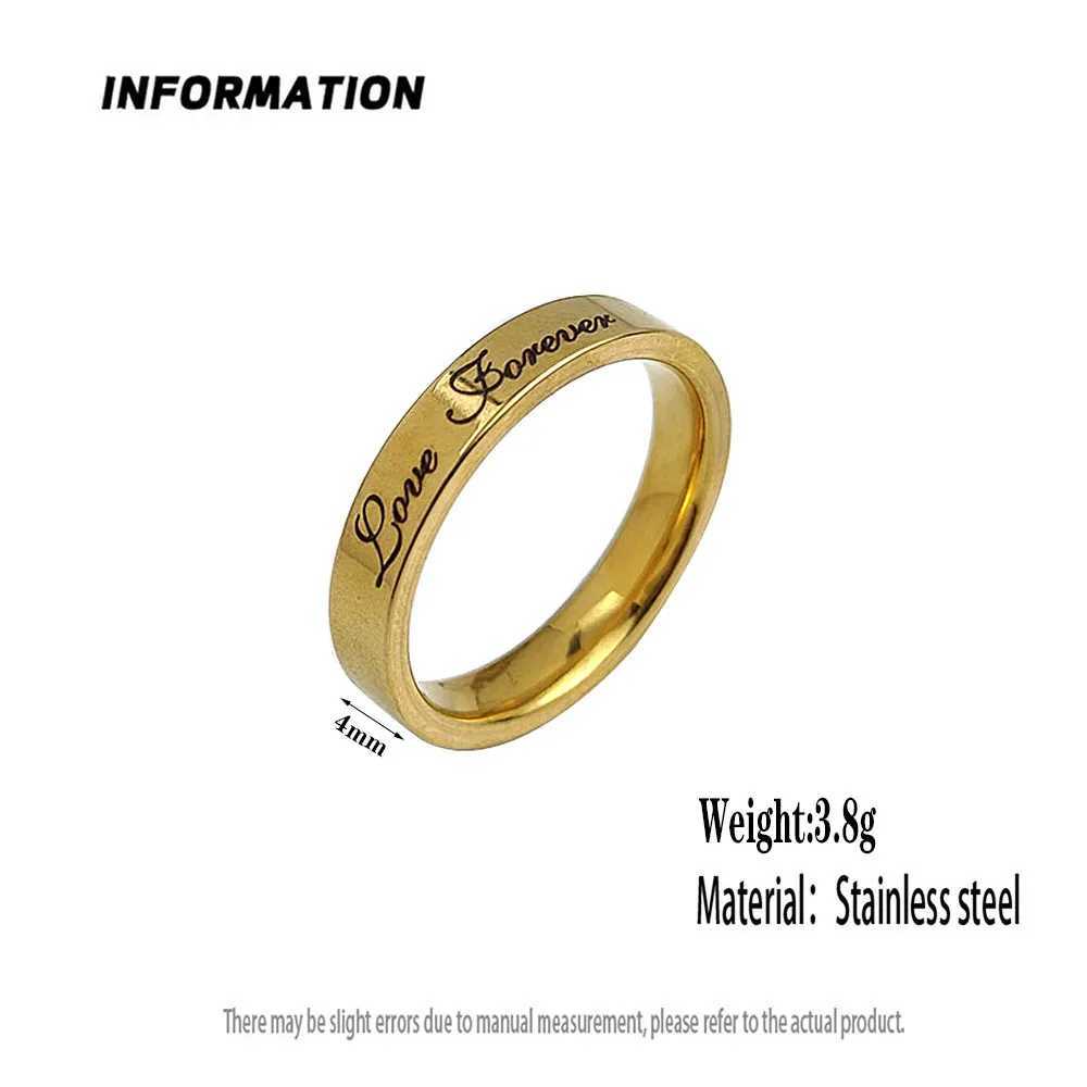 Stylish and charming stainl steel gold-plated mens ring simple true eternal womens ring wedding party jewelryXJ250110