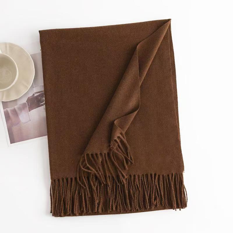 T078 scarf autumn and winter atmosphere ladies all-match cashmere scarf solid color simple warm neck shawl