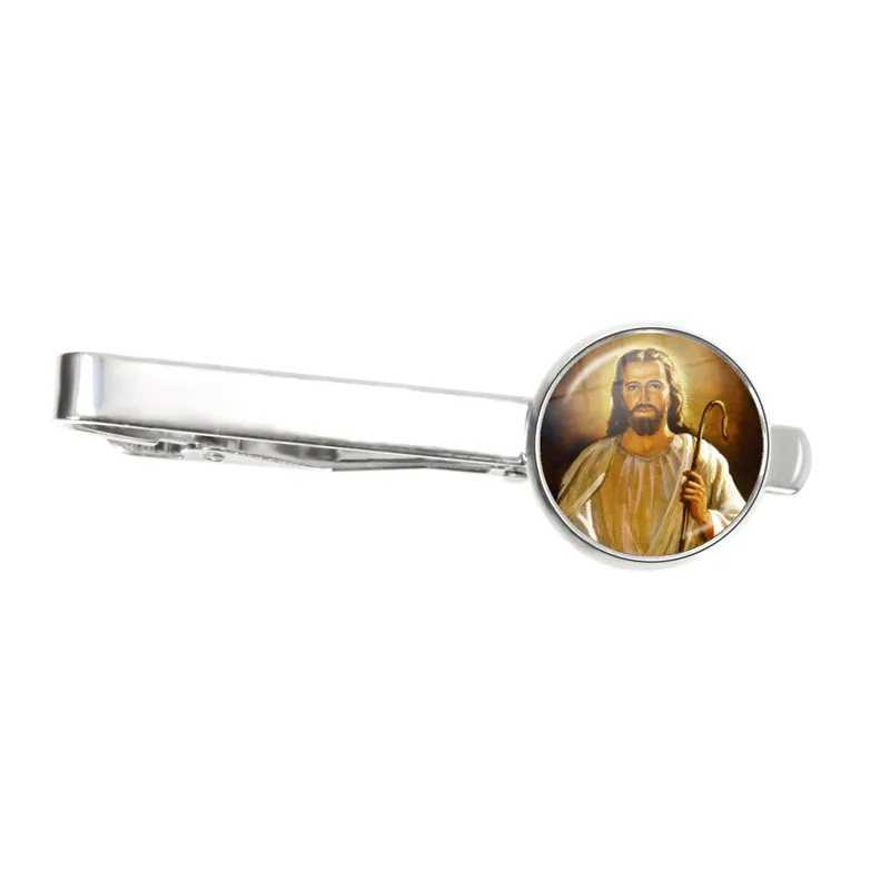 Virgin Mary and Baby Jesus Tie Clip Mens Metal Tie Clip Necklace Clip Pin Religious Art Jewelry Christian Gift W250111