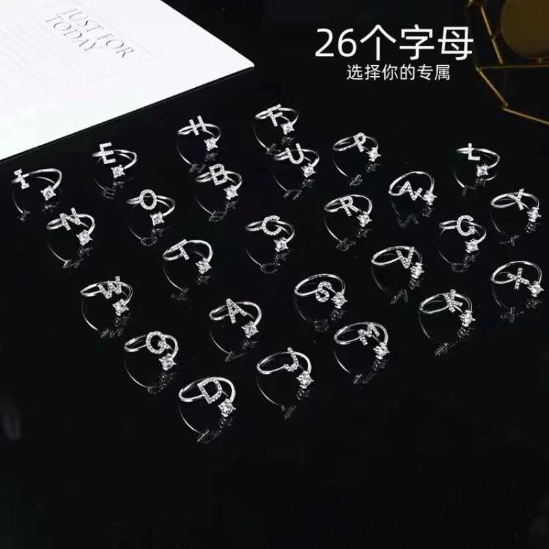 26 English Letter Open Finger Rings A-Z Initials Name Alphabet Female Creative Ring Fashion Wedding Party Jewelry GiftsXJ250110