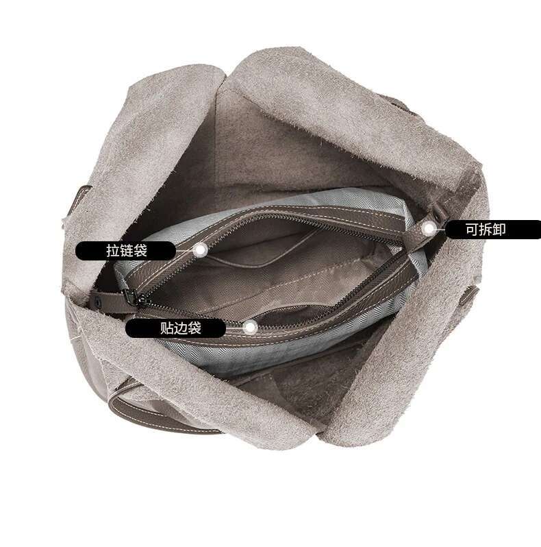 Women's Handbag Made Of Top Layer Cowhide, 2025 New Tote With Large Capacity Ladies' Versatile Single Shoulder Bucket Bag