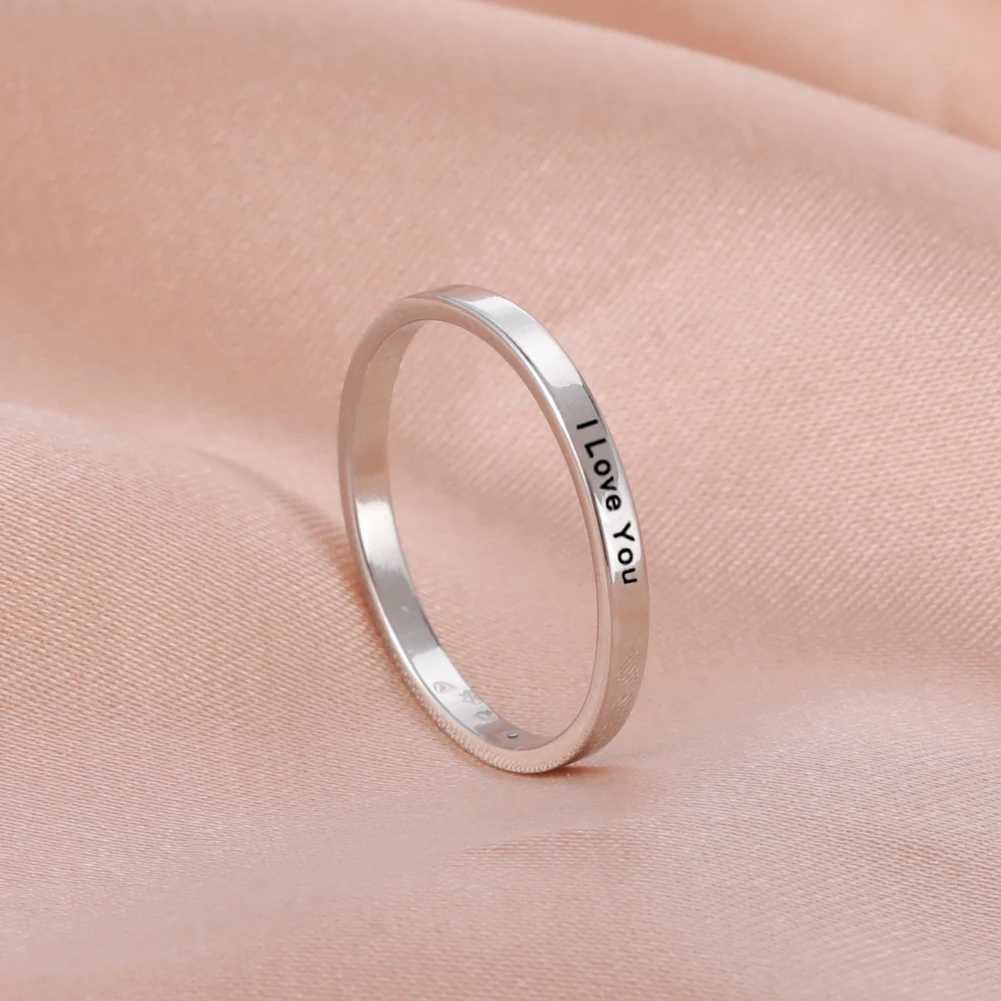 Sipuris Engraved Personalized Name Rings Stainl Steel Custom Simple Ring Anniversary Gold Color Jewelry Gift Couple RingXJ250110
