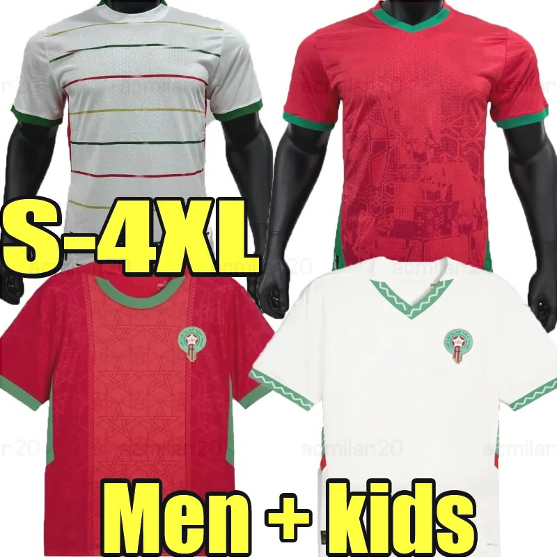 24 25 Morocco HAKIMI soccer jerseys HOME AWAY Players fans de foot Ziyech Boufal FR Munir Ait Bener Amrabat Men kids kit Football Shirts S-4XL HAKIMI ZIYECH MSALAH 16-28