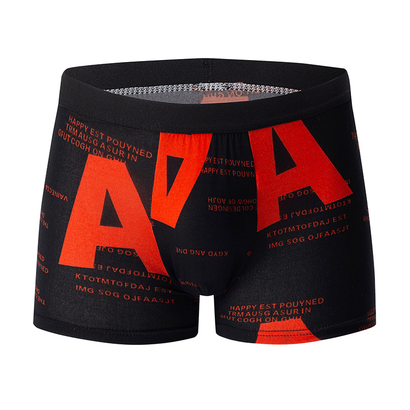 4-piece men's printed letter underwear beach shorts comfortable breathable teenagers plus size underwear up to 6XL.