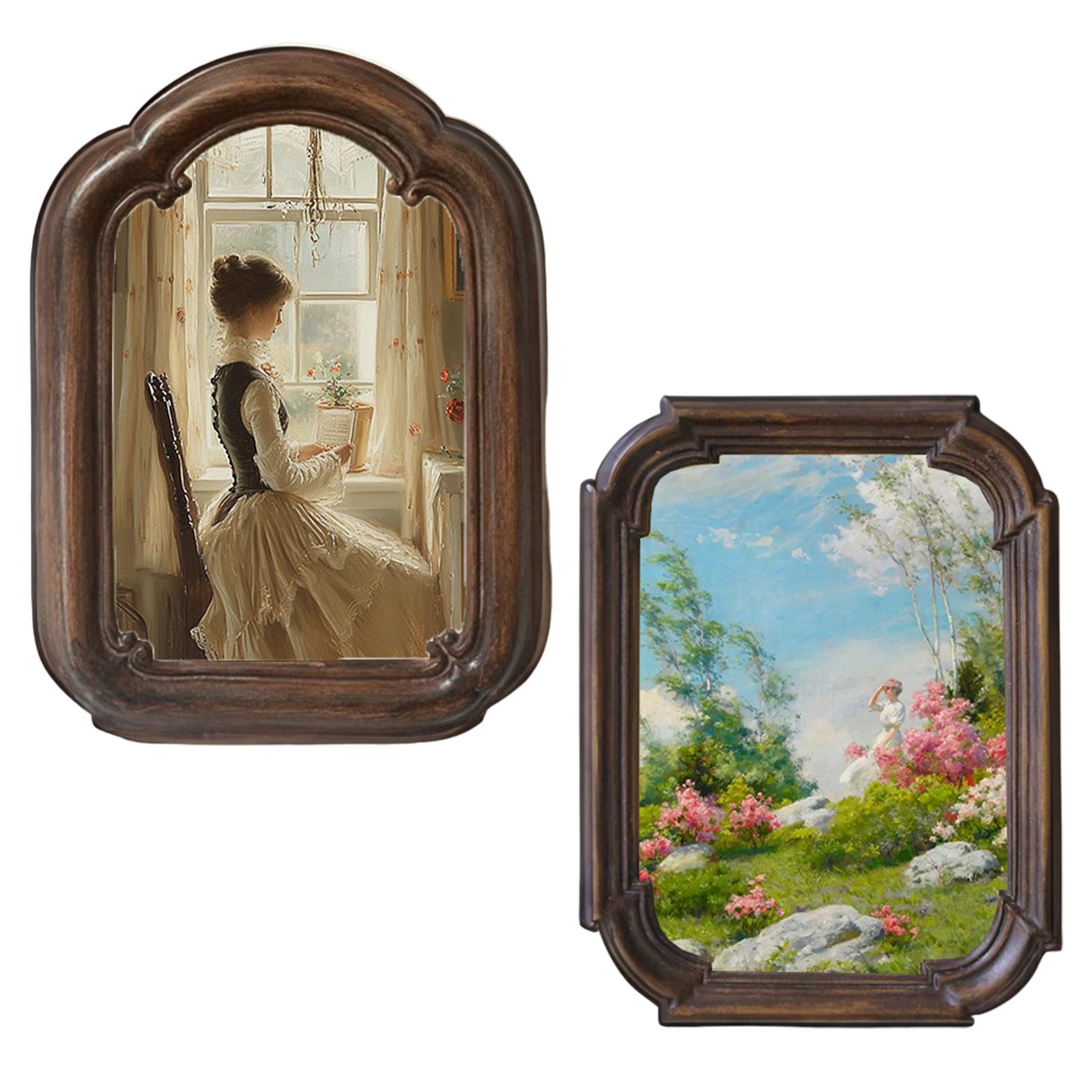 Vintage Decor Picture Frame Elegant Hand Painted Wall Hanging Home Decoration for Photo Gallery Art Accessory Multipurpose H260306