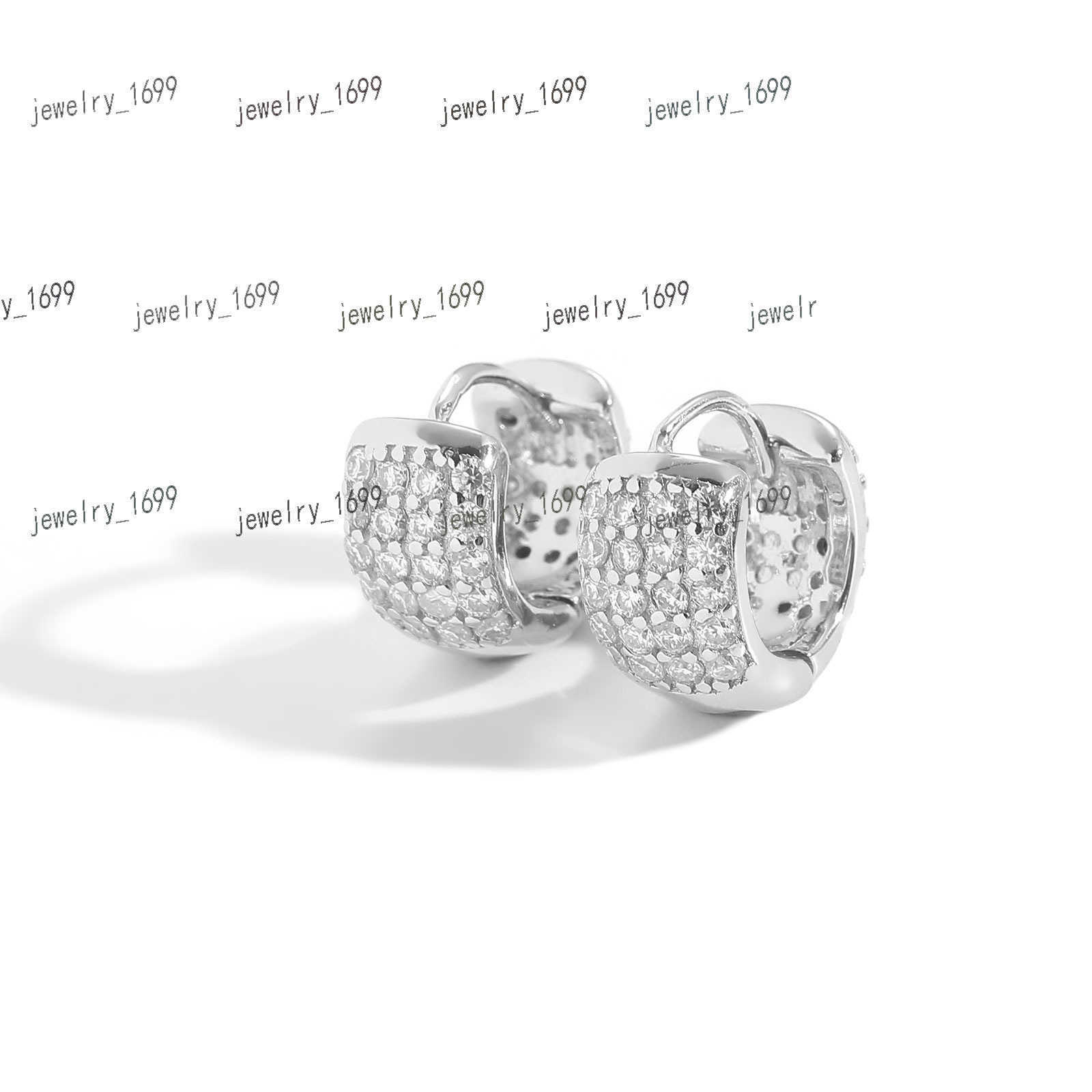 BES Earrings Micro Paved Cubic Zirconia Trendy 925 Sterling Silver Moissanite Round Shaped Stud Earrings Hip Hop Jewelry