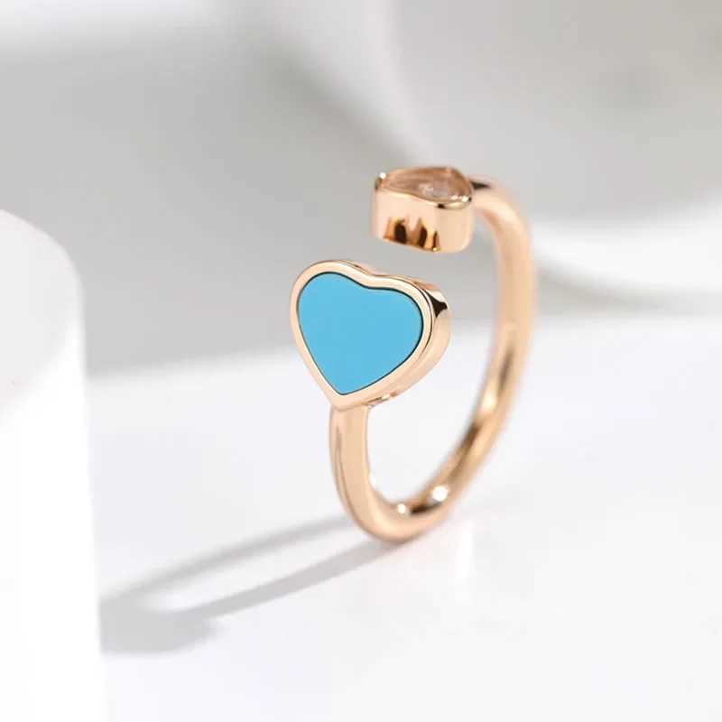 High quality blue pink and red shell double heart-shaped open ring suitable for womens fashion jewelry W250111