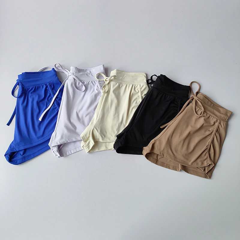 2024 Summer New Sports Shorts Womens Casual Double Layer Anti-gloss High Waist Quick-dry Yoga Shorts Running Fitness ShortsXJ250111