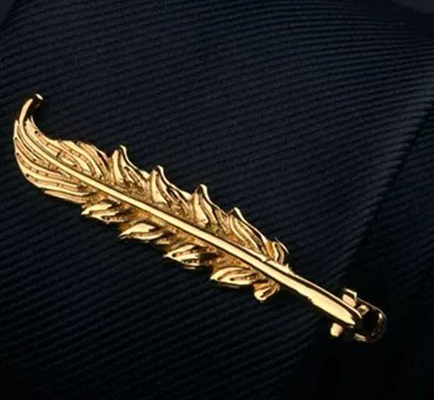 Mens Tie Clip TOMYE LDJ24001 Fashion Feather She Copper Gold Silver Necklace Buckle Tie Pin Jewelry W250111