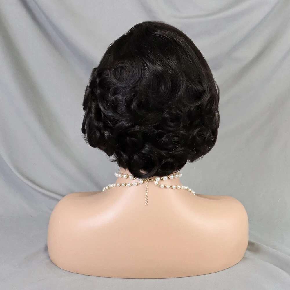 Natural Bouncy Curly Human Hair Wigs Short E Cut Bob 13X4 Transparent Full Lace Frontal Wig For Black Women Preplucked