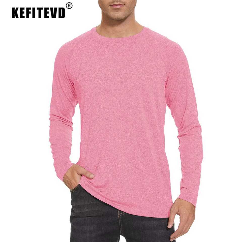KEFITEVD Mens UPF 50+Summer Long Sleeve Lightweight T-shirt Fast Drying Breathable Shirt Outdoor Sports Gym Running Top W250111