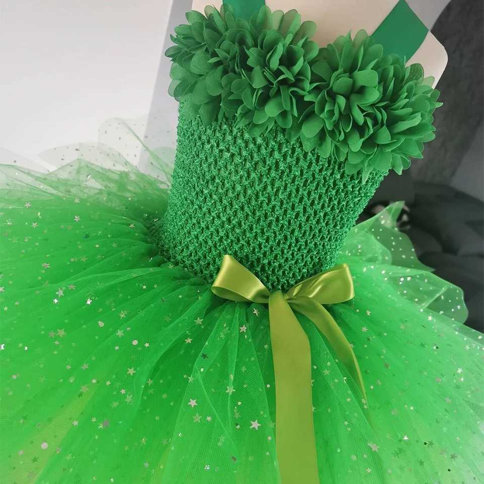 Girls Green Sparkling Tutu Dress Childrens Flower Fairy Dress Butterfly Wing Set Childrens Par Dress Sparkling Star Dress W250111