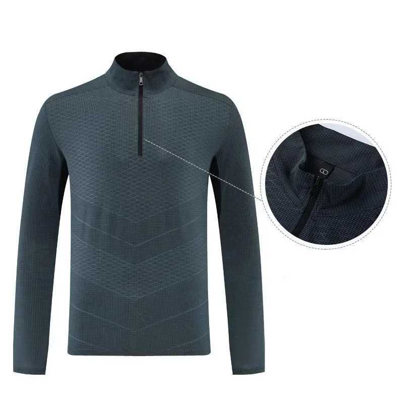 Quick drying long sleeved T-shirt mens autumn and winter gym running and training track and field fitness clothing half zip top W250111