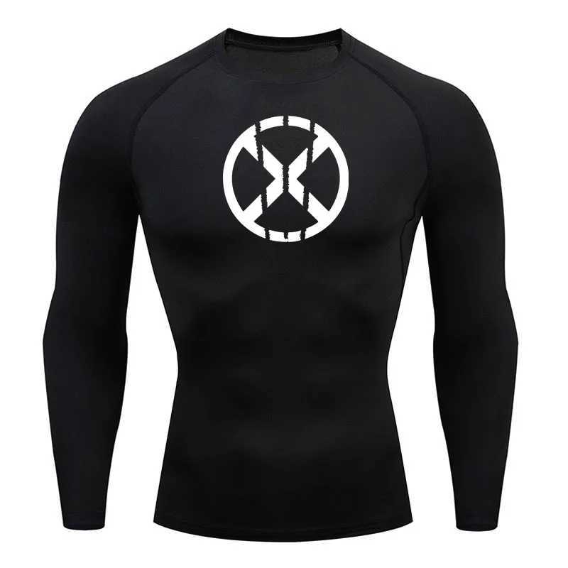 Bodybuilding clothing mens gym T-shirt compression long sleeved quick drying sunscreen basic skin T-shirt running W250111