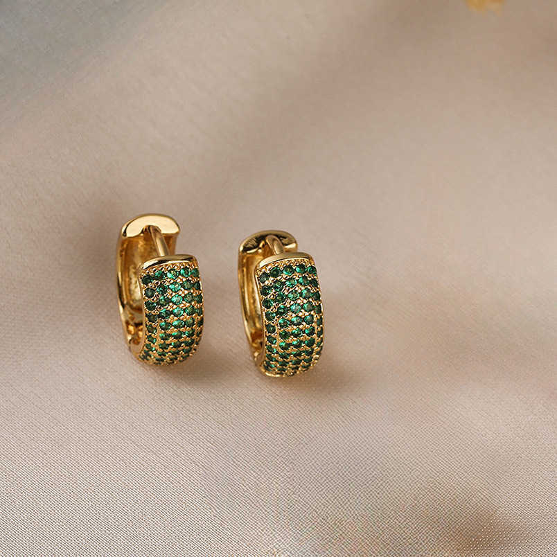 Fashionable Luxury Cubic Zirconia Hoop Earring Gold Plated Simple Full Diamond Crystal Earrings For Women