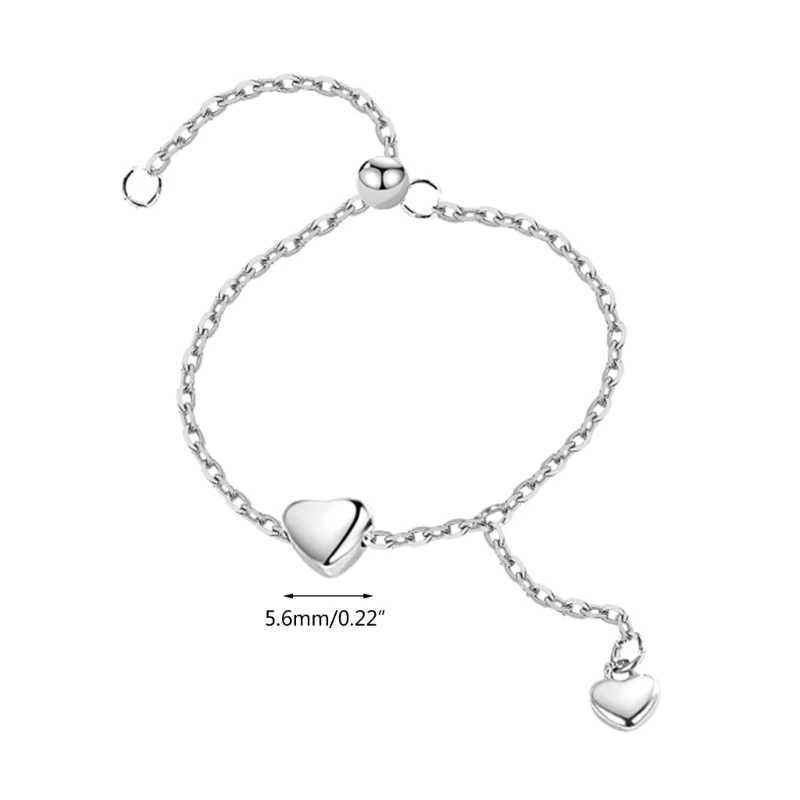 Simple heart-shaped tassel adjustable ring silver chain pendant ring romantic ring female finger jewelry W250111