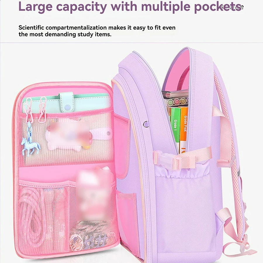 Cute Trend CHILDRENS Shoulders Backpack Elementary School Students Schoolbag 1-2-3-4-5-6 Grade Girls 6-12 Years Old Waterpr 250109