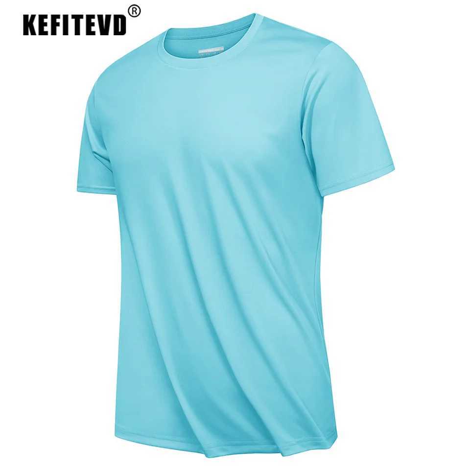 KEFITEVD summer quick drying T-shirt mens UPF 50+UV protective T-shirt lightweight crew neck running T-shirt top breathable sportswear W250111