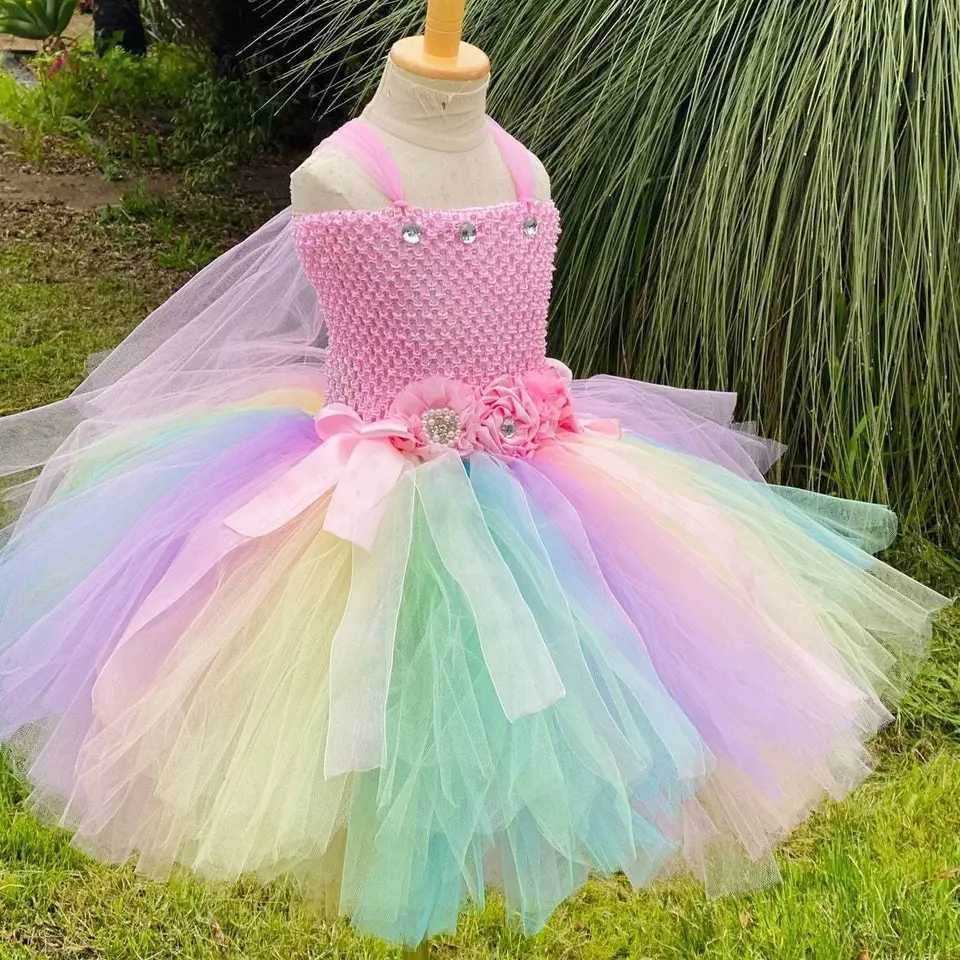 Girl Pink Butterfly Fairy Dress Children Flower Tutu Dress with Wings and Stick Hair Set Childrens Birthday Par Clothing W250111