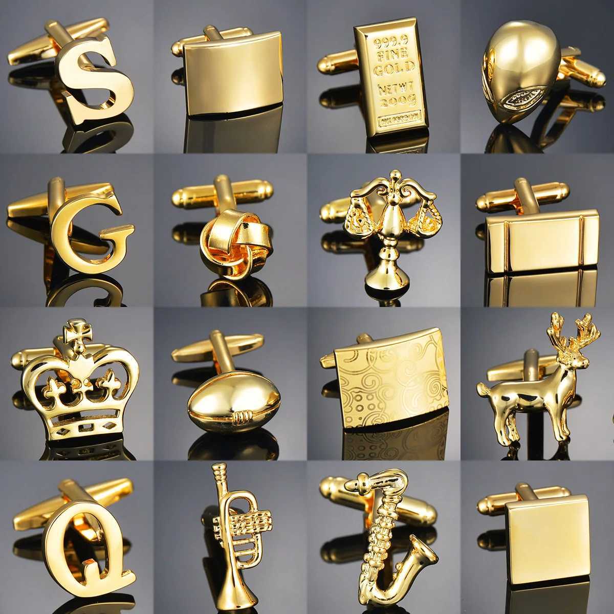 Luxury gold cufflinks suitable for gentlemen warriors/letters/small/rugby/gems/knots mens cufflinks jewelry mens tie clips gifts W250111