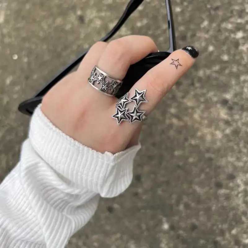 2024 Gothic Unisex Star Ring Set Punk Grunge Cross Star Woman Man Jewelry Hip Hop Party Street Ring Accories New GiftXJ250110